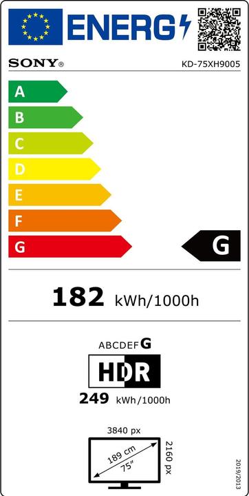Energie-Label Sony KD75XH9005 (75", LCD, 4K, 2020)