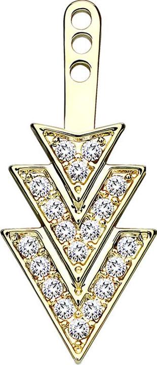 Star Piercing Ohrring Ear Jacket vergoldet mit drei Kristalldreiecken