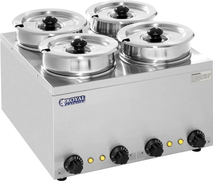 Royal Catering Bain Marie Hotpot Rund Speisenwärmer Wasserbad Suppenstation Warmhalter 4Töpfen