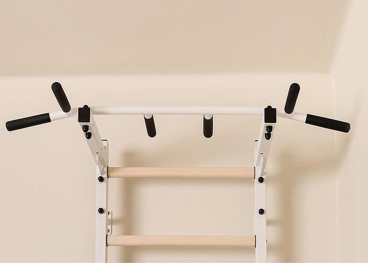 Actual product image BenchK Wall bars 222 with multi pull-up bar, rope & rings