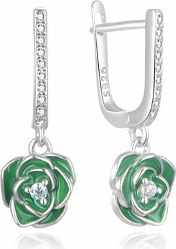 Moiss Silver earrings Green rose E0002472 (L)