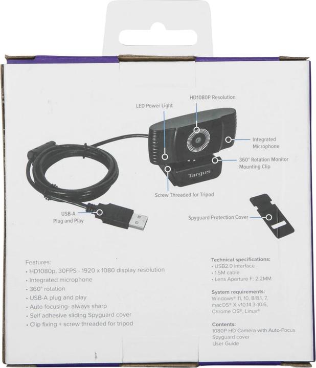 Actual product image Targus Webcam Plus 1080p w/Auto Focus (2 Mpx)