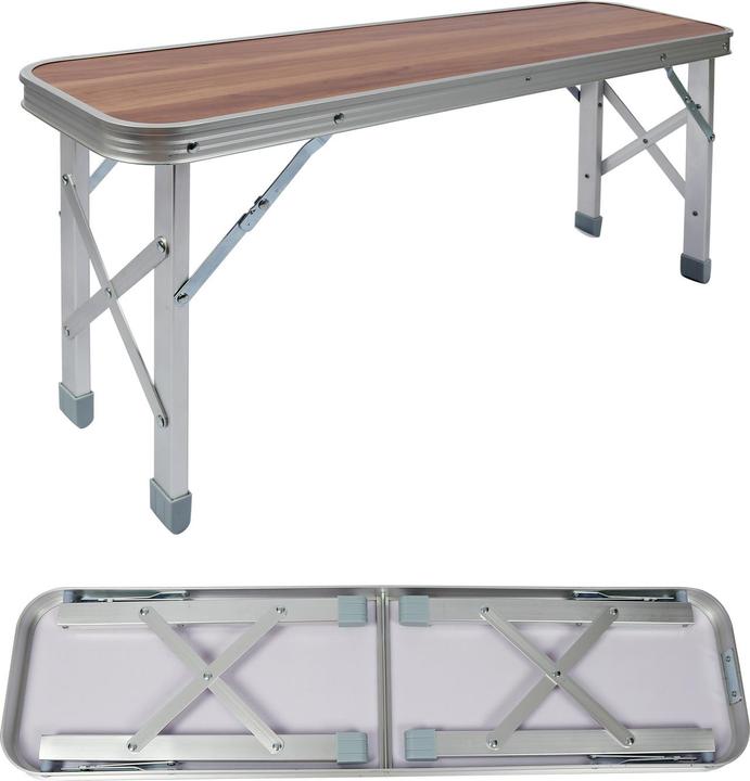 Image du produit Wiltec Table pliante Valise Alumium Deux bancs 90x66x70 cm Finition Bois Table de camping Fête Barbecue