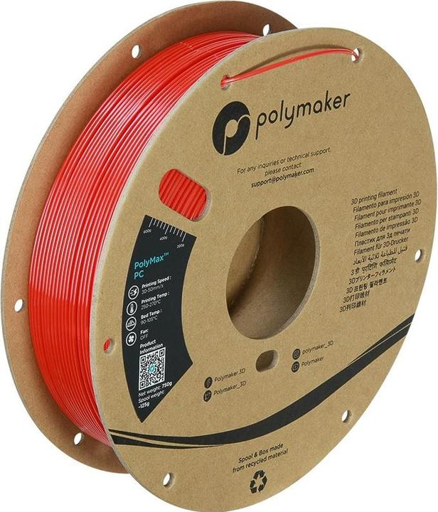 Produktbild Polymaker PolyMax Tough PC Rot 1,75 mm 750 g (Carbon, 1.75 mm, 750 g, Rot)