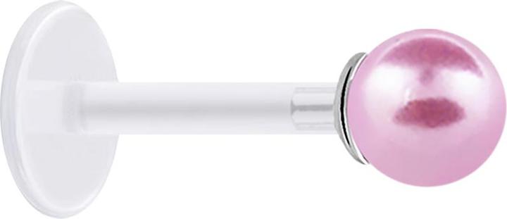 Immagine prodotto Star Piercing Micro Labret trasparente con sfera di perle rosa chiaro (senza ottone, Argento 925, Bioflex)