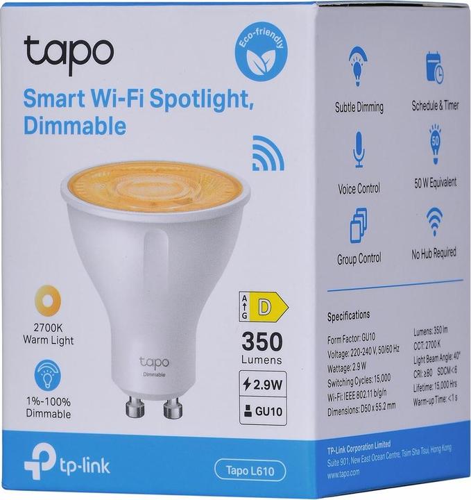 Image du produit TP-Link Tapo L610 (1-pack) (GU10, 2.90 W, 350 lm, 1 x, D)