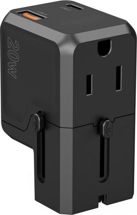 Actual product image Choetech PD6038 USB-C USB-A PD 20W Travel Charger USA EU UK AU - Black (20 W)