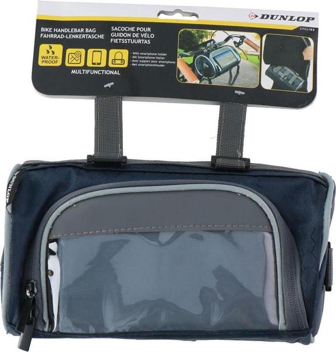 Actual product image Dunlop - Fahrradlenkertasche/Gepäcktasche mit Smartphonetasche (blau) (1.20 l, Handlebar bag)