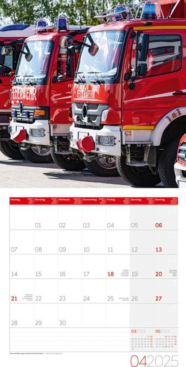 Actual product image Fire brigade calendar 2025 - 30x30 (30 x 30 cm, Hardcover, German)