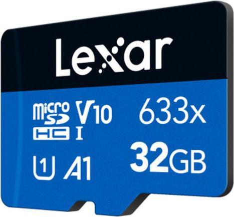 Image du produit Lexar 32Go haute performance 633x microSDHC UHS-I, jusqu'à 100MB/s en lecture 20MB/s en écriture (32 Go, microSDHC, U3, UHS-I)