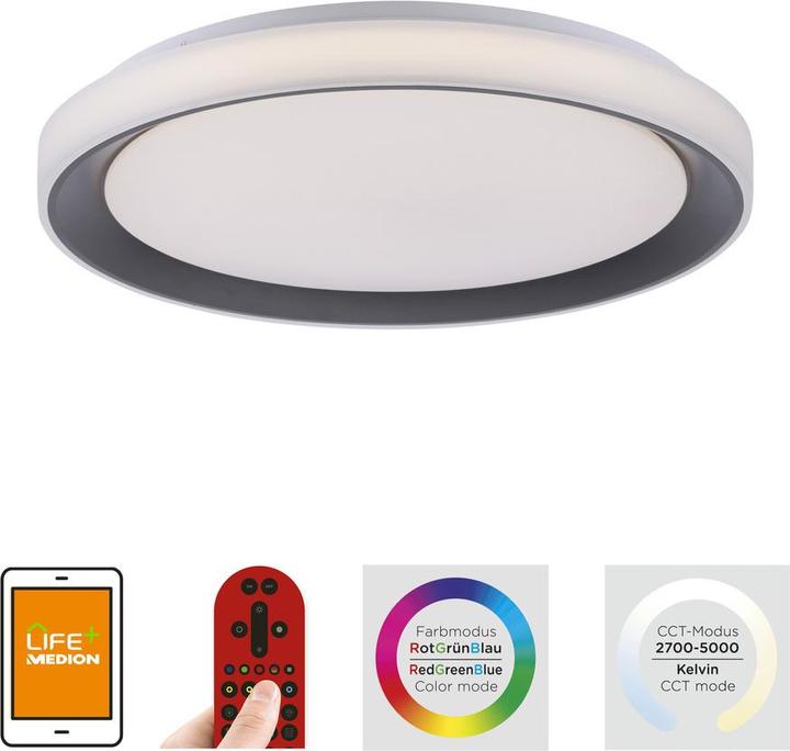 Immagine prodotto Leuchten Direkt LED Deckenlampe LOLAsmart - DISC SmartHome Tuya, CCT RGB, dimmbar Fernbedienung (2700 lm)