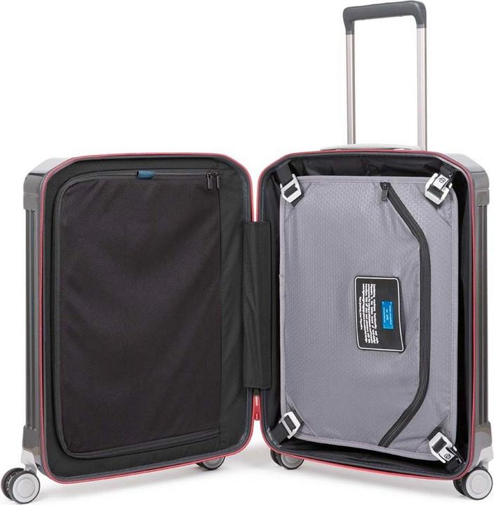 Actual product image Piquadro PQ-Light - Ultra Slim Cabin Hard Shell Trolley Grey/Red (34 l, Hand luggage (up to 50 litres))