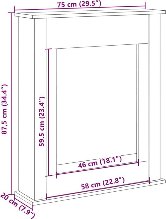 Image du produit VidaXL Bordure de cheminée Console de cheminée Décorative Cheminée Gris béton