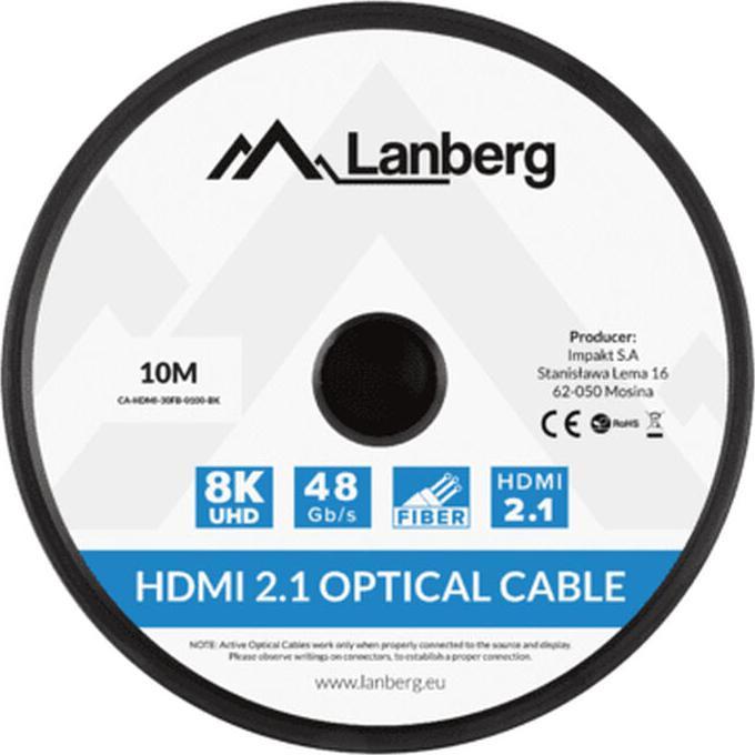 Actual product image Lanberg CABLE HDMI CABLE HDMI M/M V2.1 10M OPTYCZNY AOC CZARNY CA-HDMI-30FB-0100-BK (10 m, HDMI)