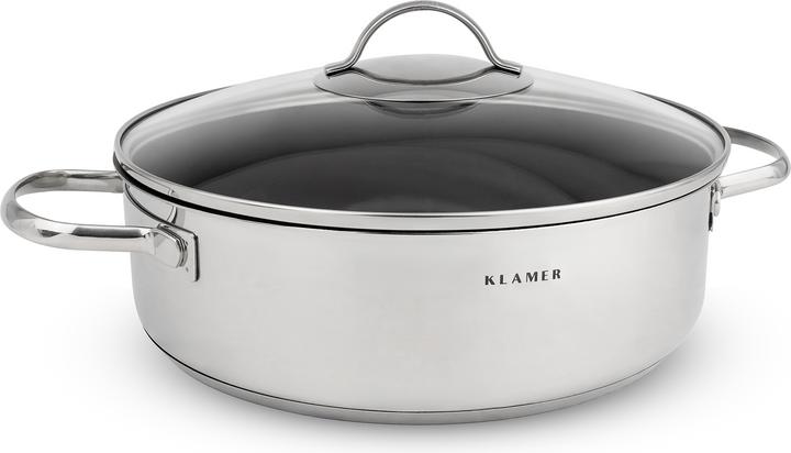 Image du produit KLAMER 28cm induction poêle à servir, anti-adhésif, résistant au four, y compris le couvercle (28 cm, Ensemble de casseroles et de poêles de cuisson, Acier inoxydable)