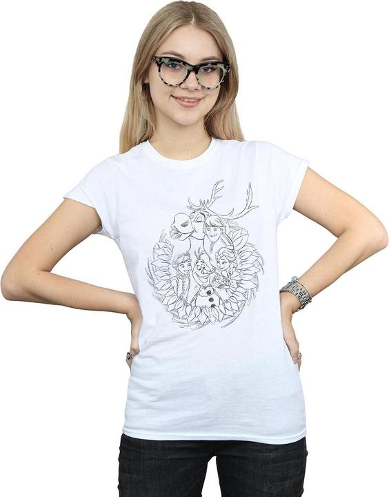 Actual product image Disney Womens/Ladies Frozen Friends Wreath Cotton T-Shirt (L)