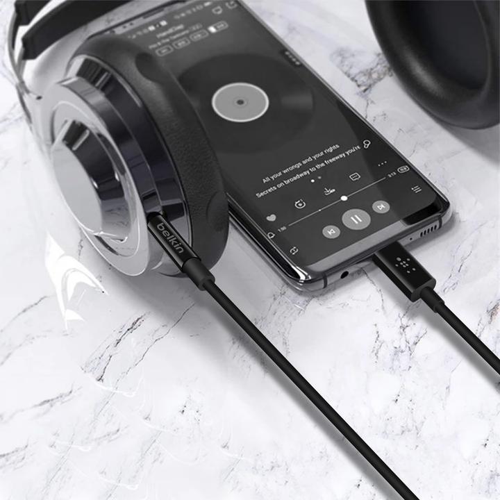 Image du produit Belkin RockStar 3,5mm Aud./USB-C câble 0,9m (0.90 m, Jack 3,5 mm (AUX))