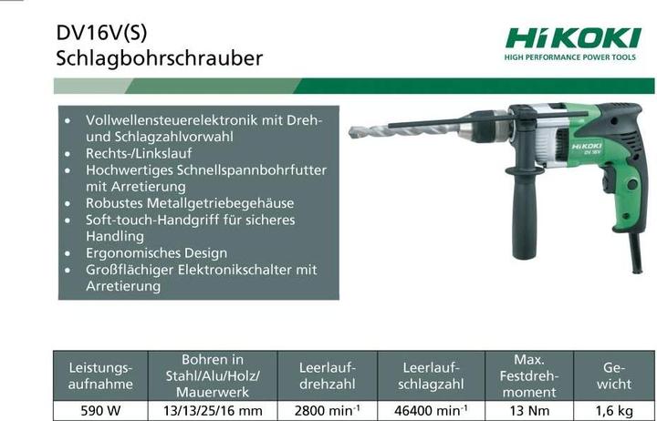 Produktbild Hikoki Schlagbohrschrauber (Netzbetrieb)
