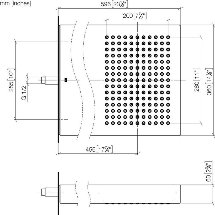 Actual product image Dornbracht Performing Water JustRain rain shower with wall connection, 590x360 mm (24.50 l/min)