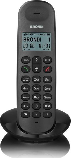 Brondi Lotus Schwarz Grosses Display Schnurloses Telefon