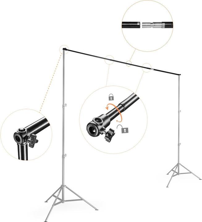Image du produit Walimex Barre de fond télescopique (224 cm, 6 cm)