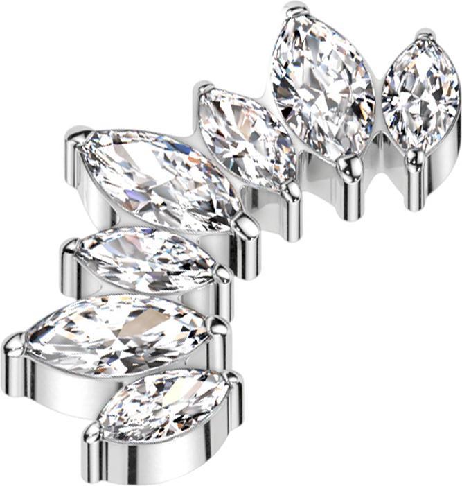 Produktbild Star Piercing Dermal Anchor silber Fächer mit sieben Kristallen silber (ohne Messing, Titan G23)