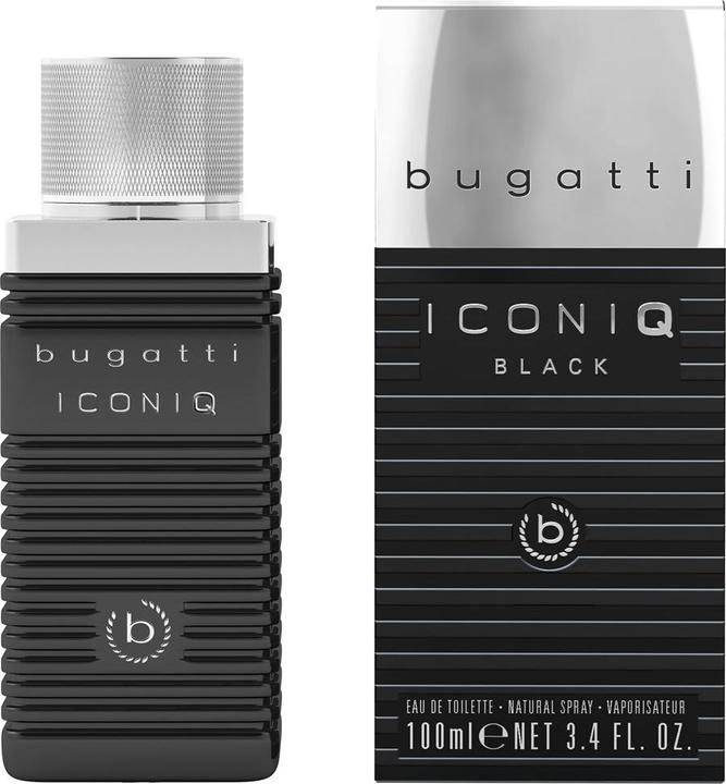 Actual product image Bugatti Iconiq Black Perfume for Men 100ml - Woody Amber Fragrance (Eau de toilette, 100 ml)