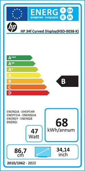 Etichetta energetica HP 34f (3440 x 1440 pixel, 34")