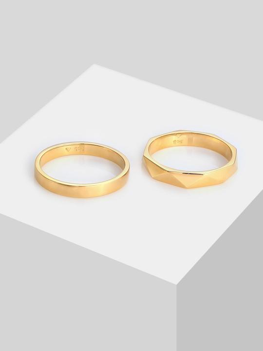 Produktbild Elli Bandring 2er Set Hexagon Look (56, 925 Silber)