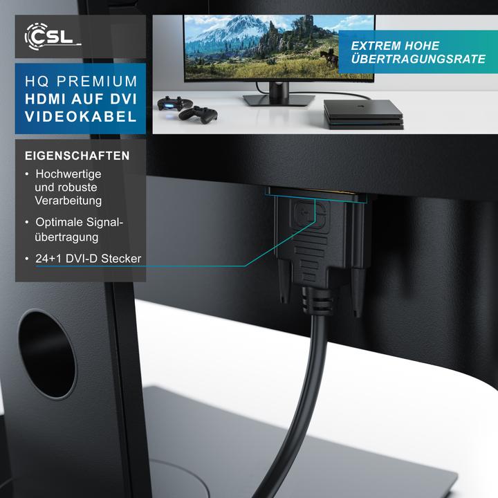 Image du produit CSL Câble DVI vers HDMI - Dual Link 24 1 - résolutions HDTV jusqu'à 2560x1600 - conducteur cuivre OFC (5 m, HDMI, DVI)