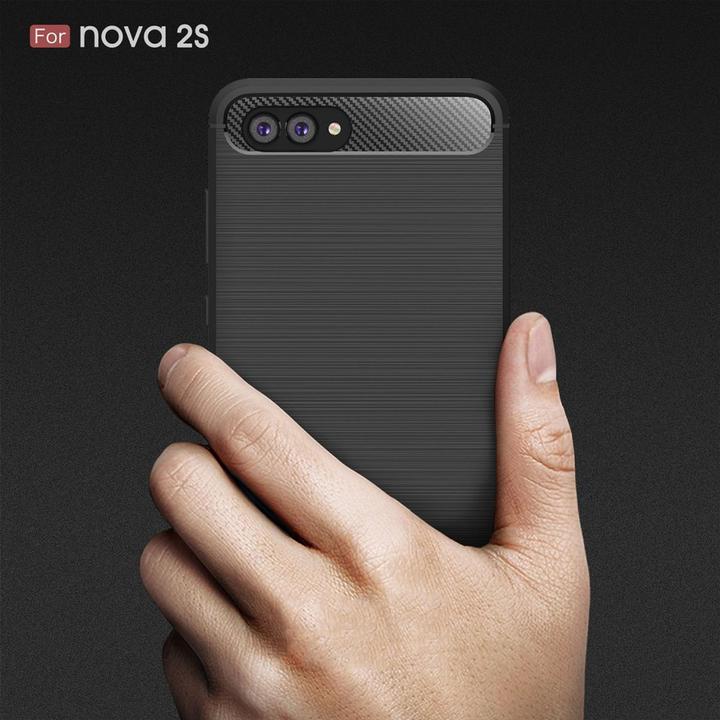 Produktbild König Design Hülle Handy Schutz für Huawei Nova 2s Case Cover Bumper Carbon Optik TPU Schwarz (Huawei Nova 2S)