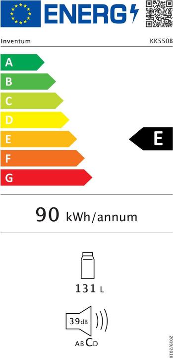 Energie-Label Inventum KK550B - Tafelmodel koeler - Vrijstaand - 131 liter - Zwart (131 l)