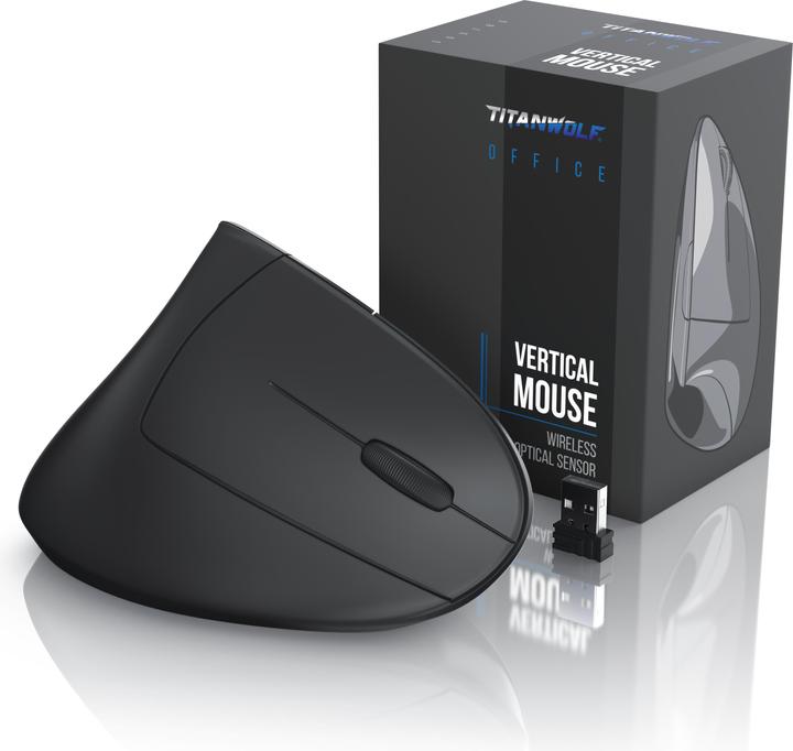Produktbild Titanwolf Maus Vertikal wireless - ergonomische Funk Vertikalmaus 2,4 Ghz - USB Vertical Mouse - Funkmaus (Kabellos)