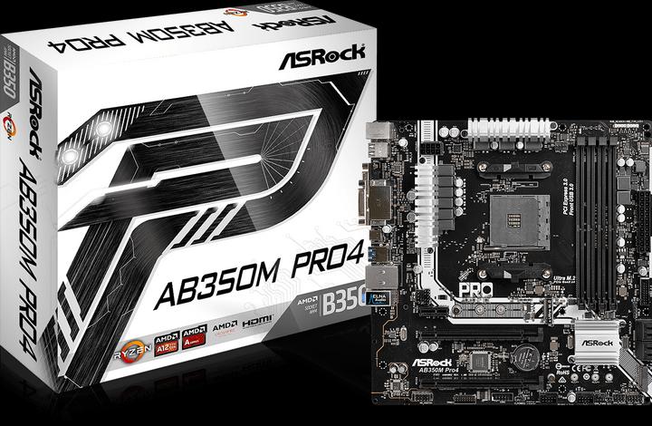 Produktbild AsRock AB350M Pro4 (AM4, AMD B350, mATX)
