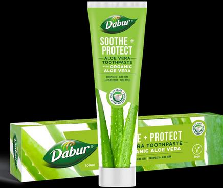 Dabur Aloe Vera Bio-Zahnpasta 100g - Karies natürlich verhindern mit Kräuterextrakten - Angereichert