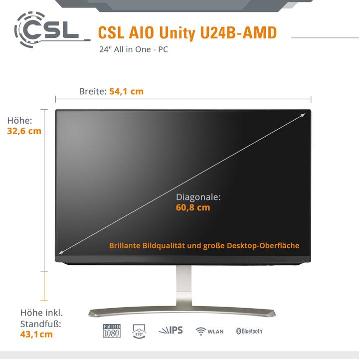 Produktbild CSL AIO Unity U24B-AMD (AMD Ryzen 5 5600G, 16 GB, 1000 GB, AMD Radeon Graphics)