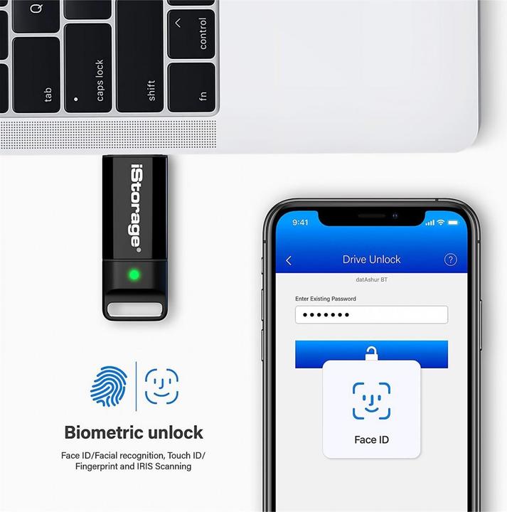 Produktbild iStorage datAshur BT - USB Flash-Laufwerk (biometrisch) (128 GB, USB-A, USB 3.2)