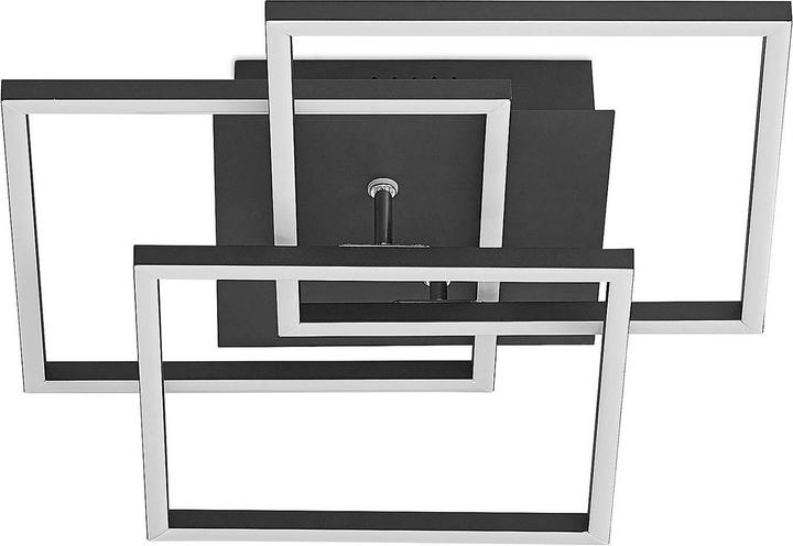 Produktbild Lindby Qiana LED-Deckenlampe CCT, eckig, schwarz (1600 lm)