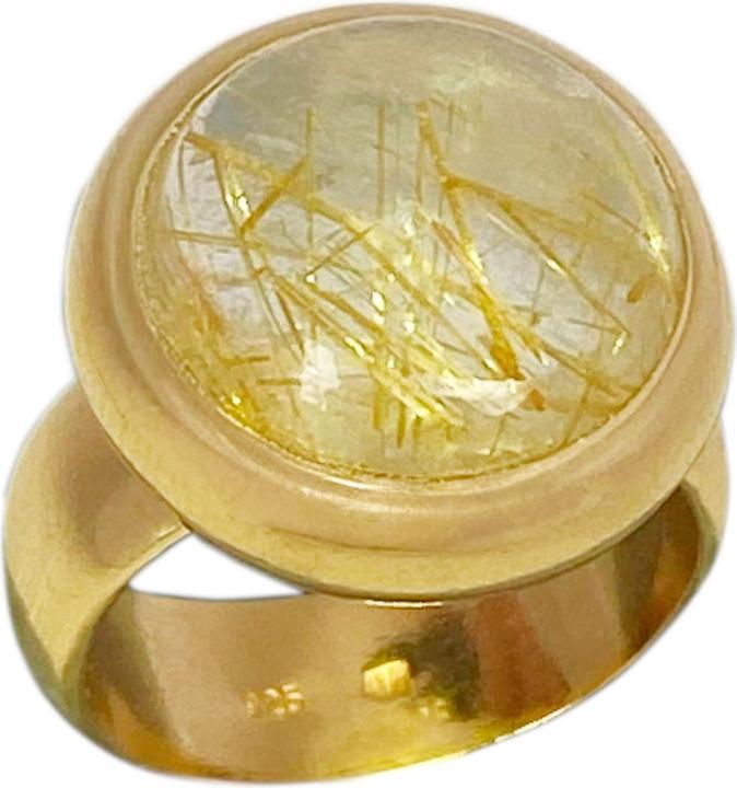 Produktbild Steinkult Sterling Silber Ring, mit 18 Kt. Gold veredelt "Goldener Rutilquarz" (54, 925 Silber)