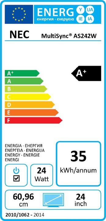 Energie-Label NEC AccuSync AS242W (1920 x 1080 Pixel, 24.00")