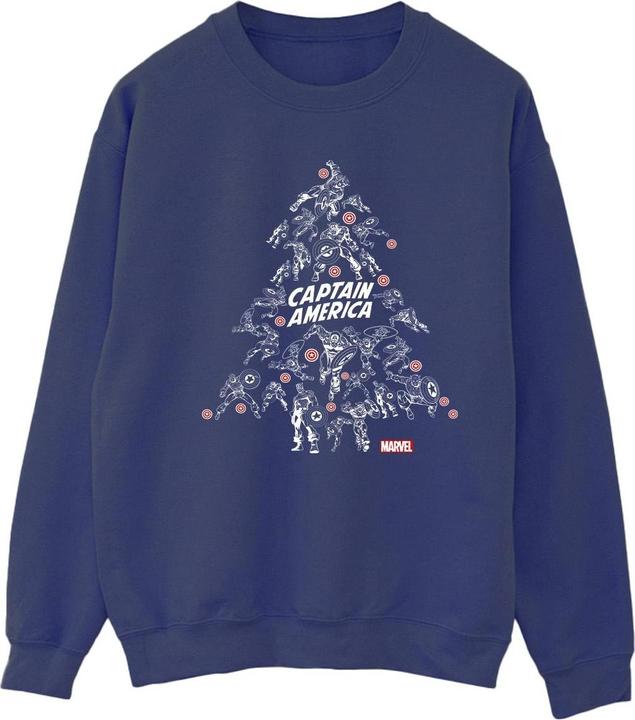 Actual product image Womens/Ladies Captain America Christmas Tree Sweatshirt (4XL)