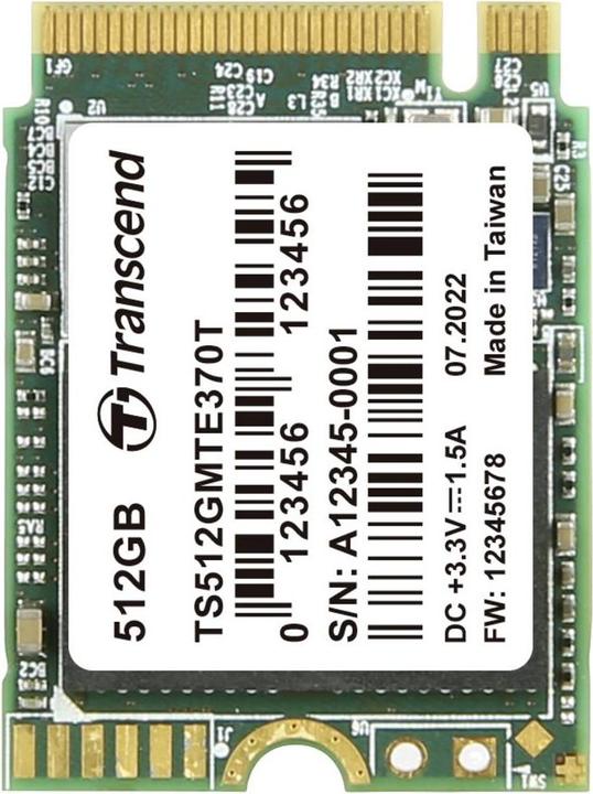 Produktbild Transcend MTE370T 512GB SSD disk M.2 2230, PCIe Gen3 x4 NVMe 1.3 (3D TLC), 2000MB/s R, 1100MB/s W (512 GB, M.2 2230)