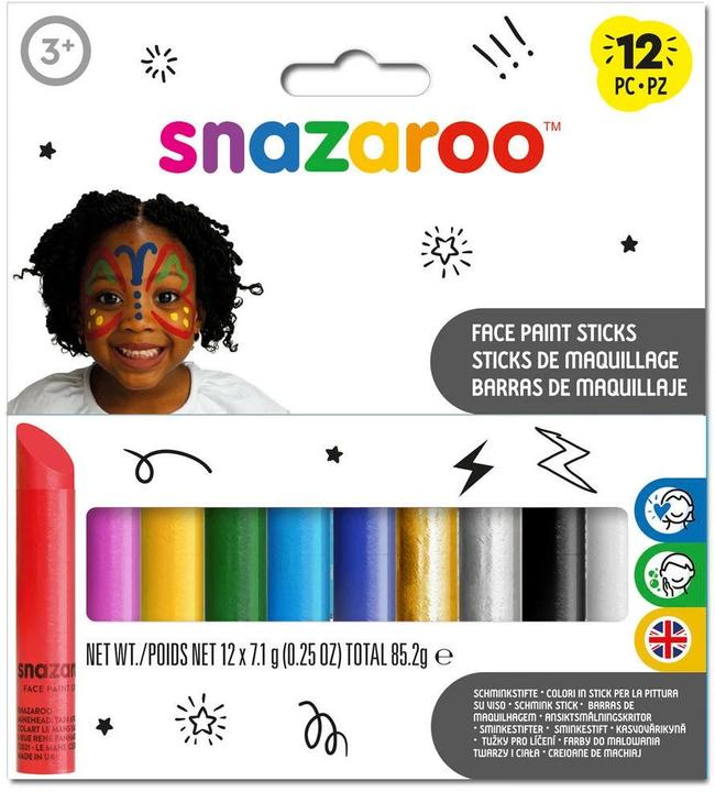 Snazaroo Zubehör Schminkstifte farbig, 12 Stück