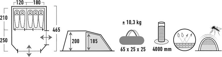 Image du produit High Peak Ancona 5.0 (Tente tunnel, 10.30 kg, 5 personnes)