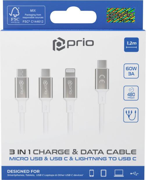 Produktbild prio 3 in 1 Ladekabel (1.20 m, USB 2.0)