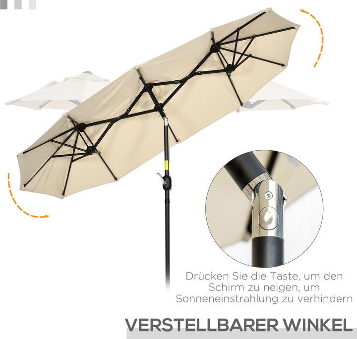 Produktbild Outsunny Doppelseitiger Sonnenschirm mit Winddach (1.47 m)