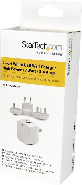 Produktbild StarTech 2 Port USB Ladegerät / Netzteil - 2-fach Ladestecker 17 Watt / 3.4 Amp - Dual Reiseladegerät 110... (17 W)