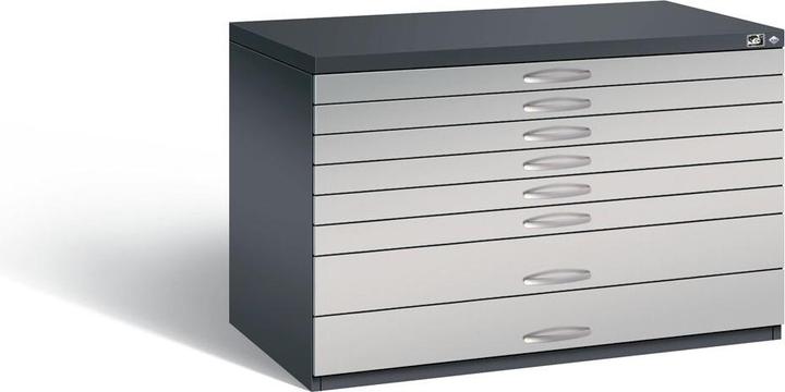 Produktbild C+P Zeichnungsschrank, A1, 8 Schubladen, H 760 mm, schwarzgrau / weissaluminium