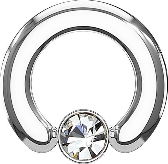 Actual product image Star Piercing Closure Ring silver Disc Crystal silver (Surgical steel 316L, without brass)