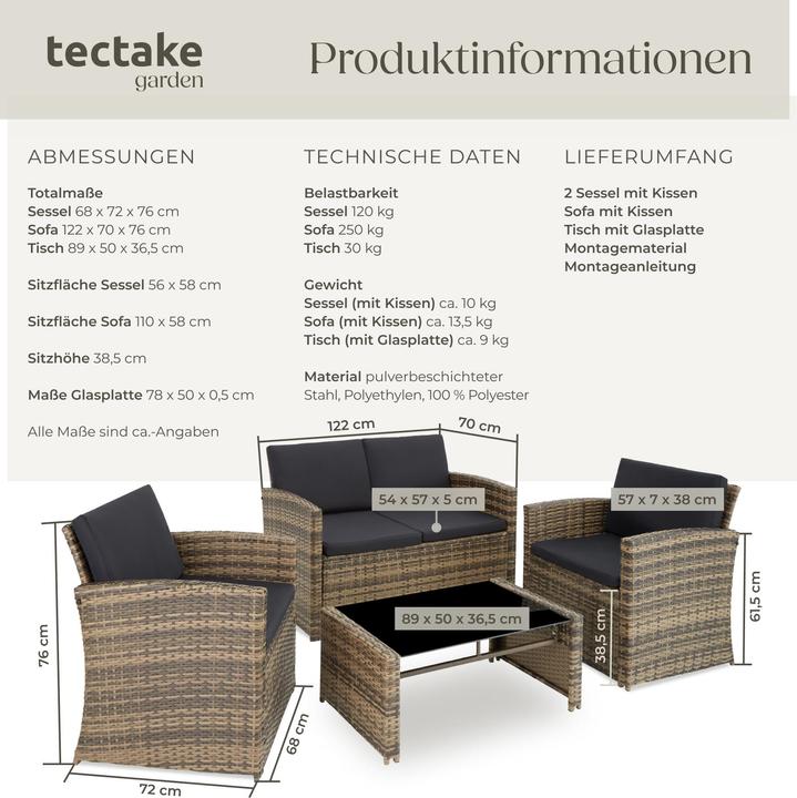 Immagine prodotto tectake Salottino in rattan Lucca